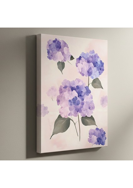 Lavanta ve Pembe Hortensiya Çiçekleri Soyut Tablosu