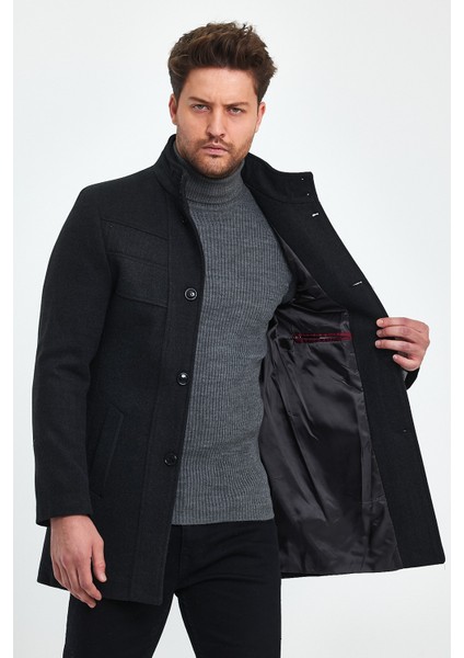 Erkek Dar Kalıp Antrasit Kaşe Kaban fiyatları