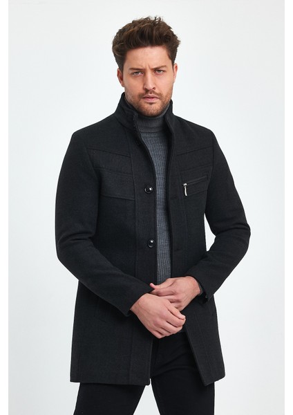 Erkek Dar Kalıp Antrasit Kaşe Kaban fırsatları