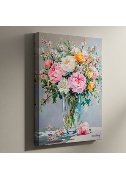 Modern Tarzda Şakayık Buket Yağlıboya Tablosu