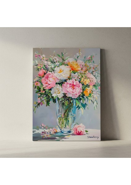 Modern Tarzda Şakayık Buket Yağlıboya Tablosu fiyatları