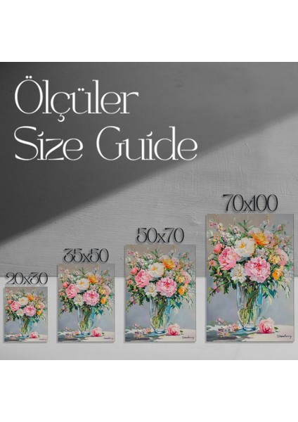 Modern Tarzda Şakayık Buket Yağlıboya Tablosu modelleri