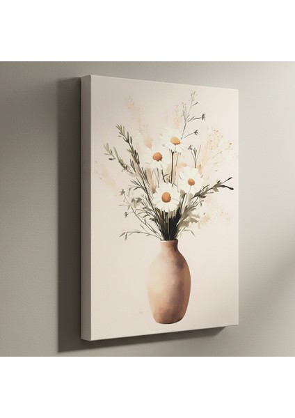 Bohem Tarzı Papatya Buketli Vazo Tablosu