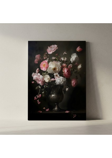 Karanlık Romantizm, Pembe ve Beyaz Çiçekler Tablosu fiyatları