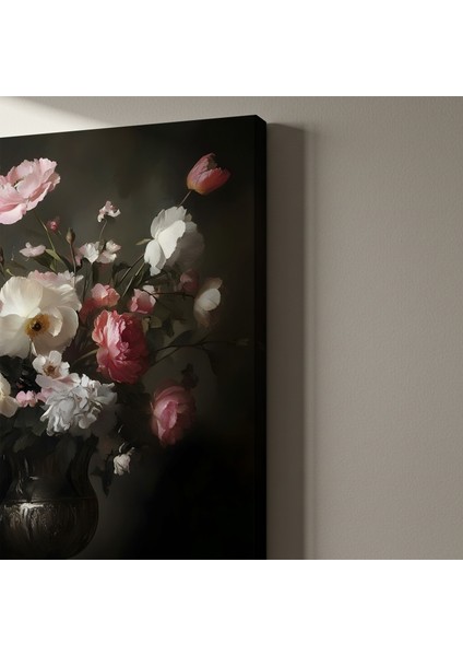 Karanlık Romantizm, Pembe ve Beyaz Çiçekler Tablosu indirimleri