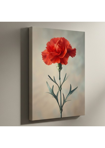 Canlı Kırmızı Karanfil Botanik Illüstrasyon Tablosu