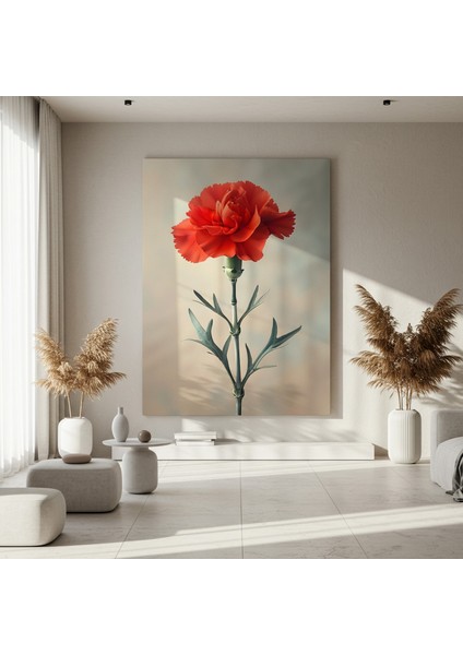 Canlı Kırmızı Karanfil Botanik Illüstrasyon Tablosu fırsatları