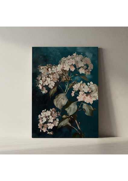 Karanlık Zeminli Pembe Ortanca Çiçeği Yağlıboya Tablosu fiyatları