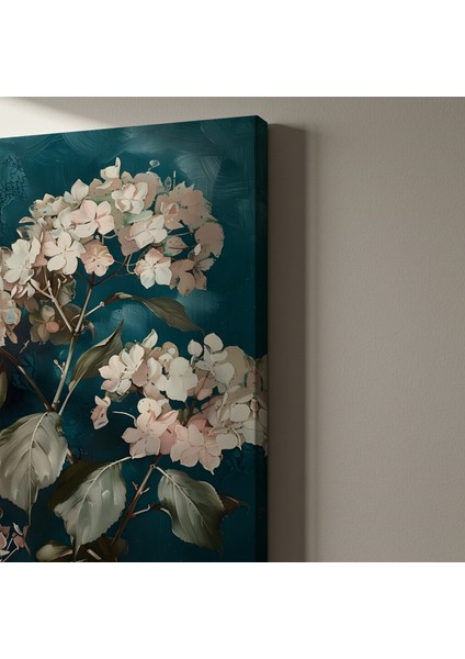 Karanlık Zeminli Pembe Ortanca Çiçeği Yağlıboya Tablosu indirimleri