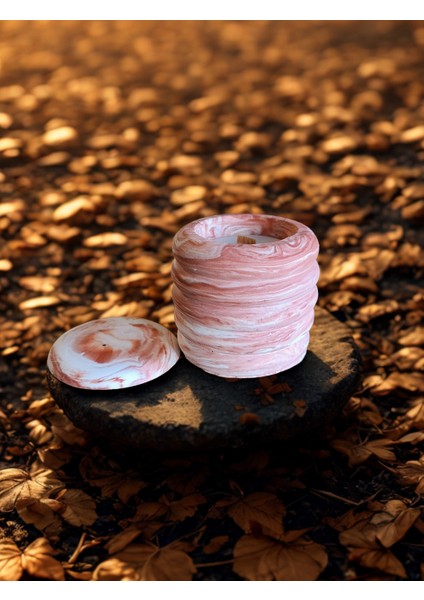 Kiremit Renk Geçişli, Bubble Kapaklı, Ahşap Fitilli, Kokulu Mum