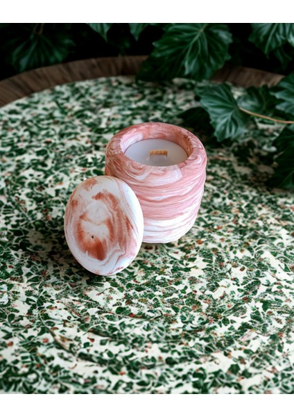 Kiremit Renk Geçişli, Bubble Kapaklı, Ahşap Fitilli, Kokulu Mum modelleri