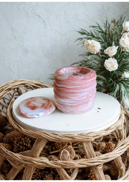 Kiremit Renk Geçişli, Bubble Kapaklı, Ahşap Fitilli, Kokulu Mum fırsatları