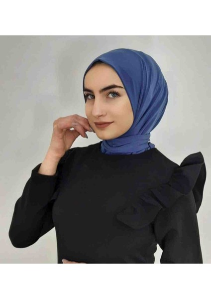 Çıtçıtlı Pratik Hazır Hijab Eşarp Indigo