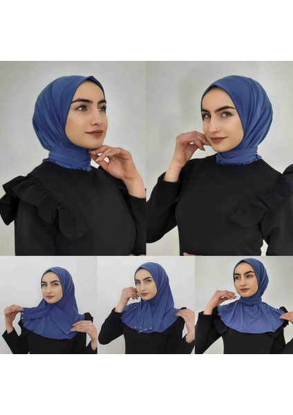 Çıtçıtlı Pratik Hazır Hijab Eşarp Indigo fiyatları