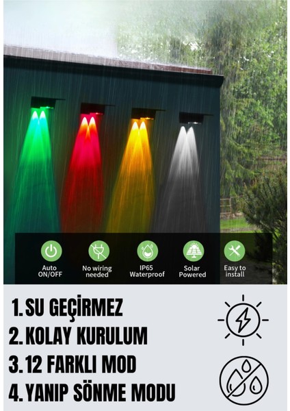 Yeni Model Solar Bahçe Aydınlatması Güneş Enerjili Duvar Lambası Merdiven Veranda Dekoratif Aplik indirimleri