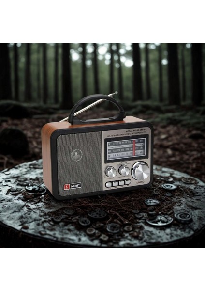 ® Orta Boy Retro, Nostaljik, Ahşap Tasarım Bluetooth Hoparlörlü, Şarjlı, Taşınabilir Fm/am Destekli Radyo NS-8897 modelleri