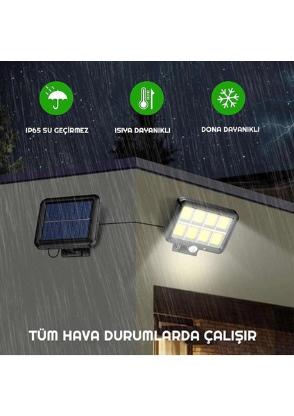 120 LED Ayrı Solar Panel Güneş Enerjili 3 Mod Duvar Lambası 5 Metre Kablolu Bahçe Solar Aydınlatma fiyatları