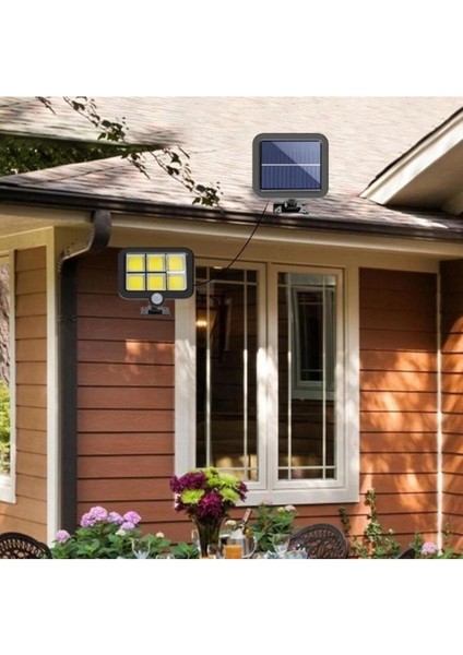 120 LED Ayrı Solar Panel Güneş Enerjili 3 Mod Duvar Lambası 5 Metre Kablolu Bahçe Solar Aydınlatma modelleri