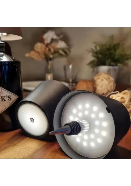 Cam Şişe Uyumlu Dokunmatik Masa Lambası Ambiyans Işığı Şarjlı 3 Renk Parlaklığı Ayarlanabilir modelleri