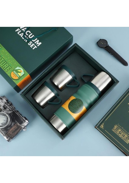 6158 Çelik Termos 3 Bardaklı Set modelleri