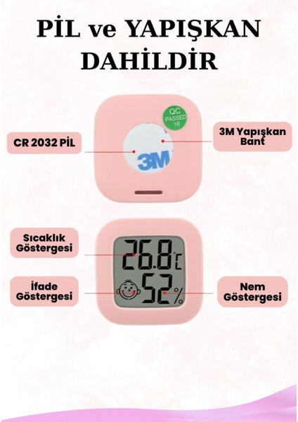 Mini Akıllı Sıcaklık Nem Ölçer LCD Oda Termometre Duvara Takılabilen Masaüstü Isı Göstergesi Yeşil indirimleri