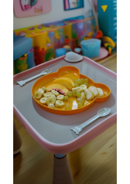 Sarı Bebek Çocuk Alıştırma, Atıştırma Mama Tabağı Çatal Kaşık fiyatları
