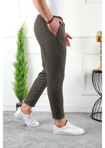 Erkek Beli Lastikli Double Paça Spor Haki Jogger Pantolon fiyatları