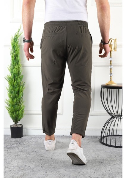 Erkek Beli Lastikli Double Paça Spor Haki Jogger Pantolon modelleri