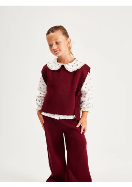 Kız Çocuk Bordo 3'lü Triko Takım fiyatları