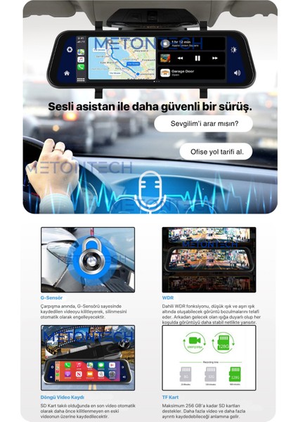 Akıllı Dokunmatik Dikiz Aynası | Multimedya Ekranı | Ön ve Arka Kamera | Carplay & Android Auto | Park Yardımı fırsatları