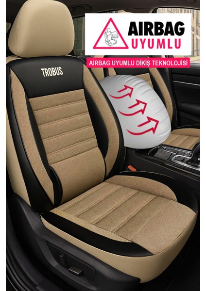 Renault Laguna 1 ve 2 (Sedan) 1994–2006 Saren Serisi Oto Koltuk Kılıfı 5’li Set – Airbag & Kolçak Uyumlu, 3 Katman, Pike+Lakost+Deri Bej fırsatları