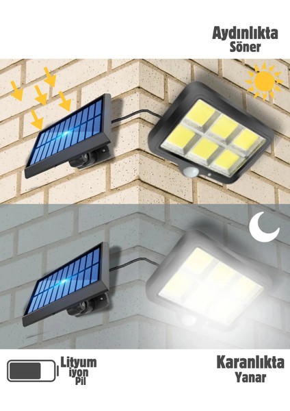 120 Ledli Sensörlü Güneş Enerjili 3 Mod 4,5 Metre Kablolu Solar Sokak Lambası fiyatları