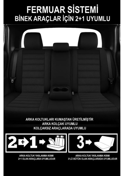Citroën C-Elysée 2012–2022 Saren Serisi Oto Koltuk Kılıfı 5’li Set – Airbag & Kolçak Uyumlu, 3 Katman, Pike+Lakost+Deri Siyah Beyaz indirimleri