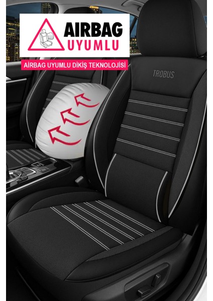 Renault Vel Satis 2001–2009 Saren Serisi Oto Koltuk Kılıfı 5’li Set – Airbag & Kolçak Uyumlu, 3 Katman, Pike+Lakost+Deri Siyah Beyaz modelleri