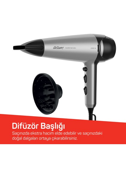 Hairstar Ion Saç Kurutma Makinesi - Gri - AR5119 modelleri