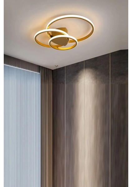 Sole Modern Tasarım Eskitme Renk Salon - Mutfak - Hol Beyaz LED 3 Lü Avize