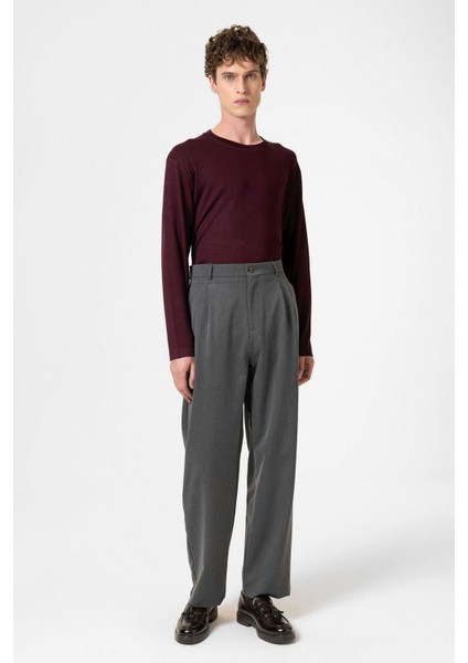 Antrasit Yüksek Bel Pileli Rahat Kalıp Erkek Pantolon fiyatları