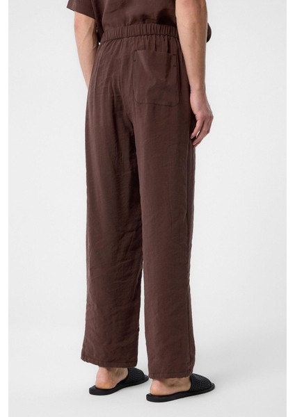 Kahve Relaxed Modal Kumaş Yüksek Bel Erkek Pantolon modelleri