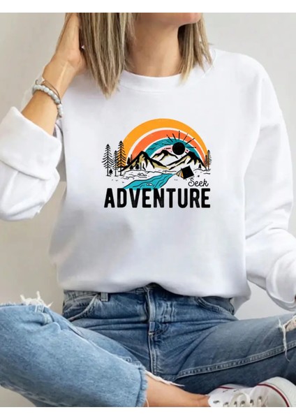 Premium Oversize Kesim Uzun Kollu Baskılı Sweatshirt