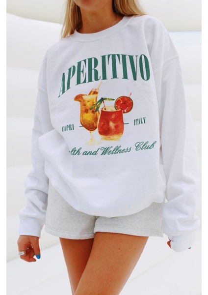 Premium Oversize Kesim Uzun Kollu Baskılı Sweatshirt