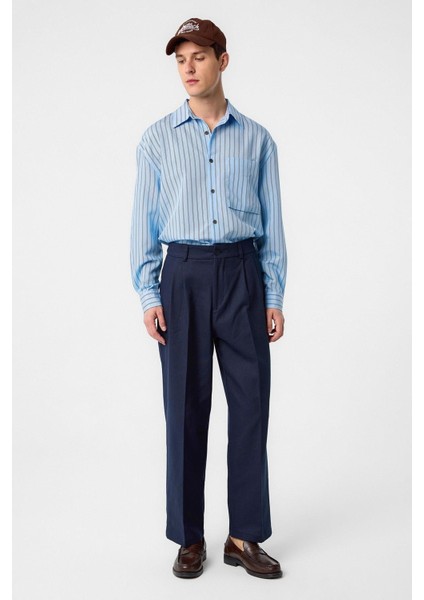 Lacivert Yüksek Bel Pamuklu Erkek Pantolon modelleri