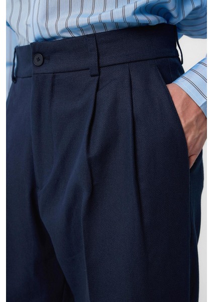 Lacivert Yüksek Bel Pamuklu Erkek Pantolon fırsatları