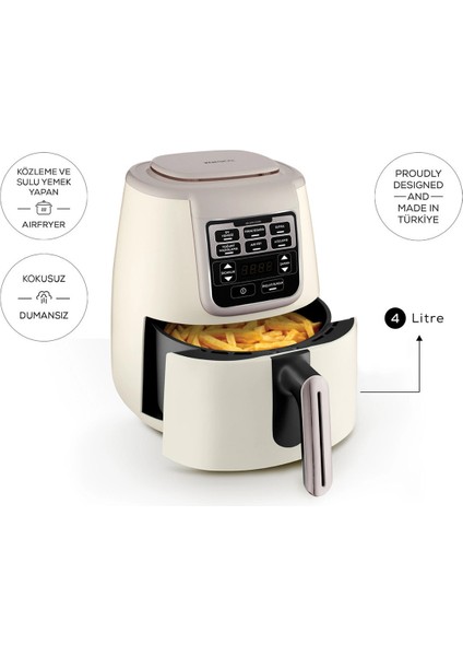 Genç ve Şık Tasarım, 4lt Kapasite, 6 Fonksiyon, Çok Amaçlı Airfryer indirimleri