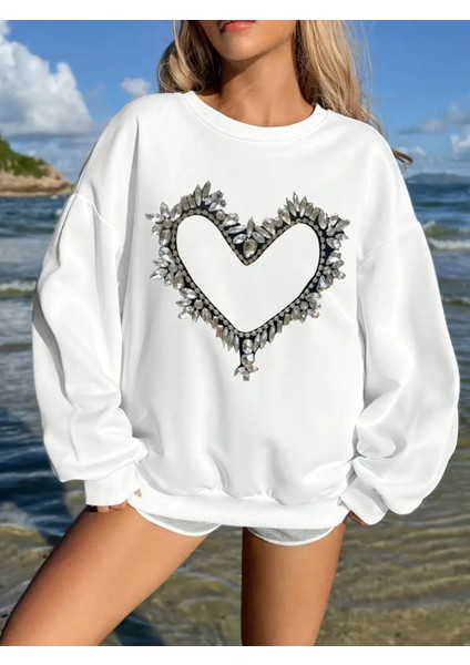 Premium Oversize Kesim Uzun Kollu Baskılı Sweatshirt