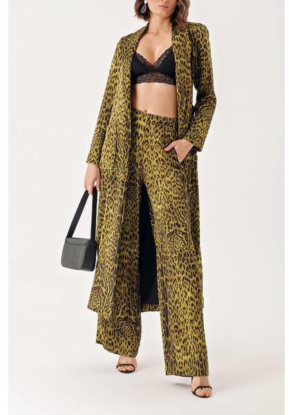 Leopar-Olive Uzun Ceketli Pantolon Takım 12335