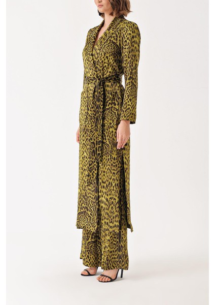 Leopar-Olive Uzun Ceketli Pantolon Takım 12335 modelleri
