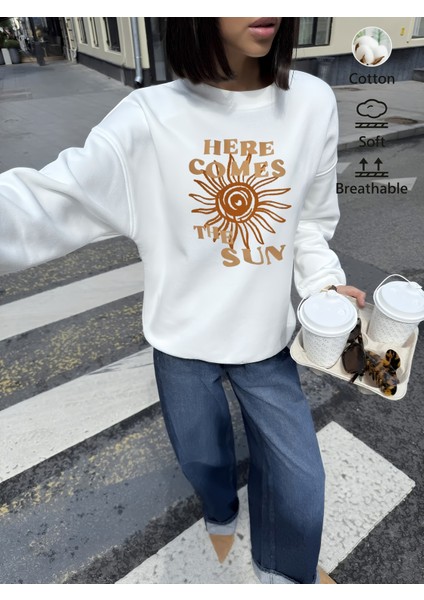 Premium Oversize Kesim Uzun Kollu Baskılı Sweatshirt