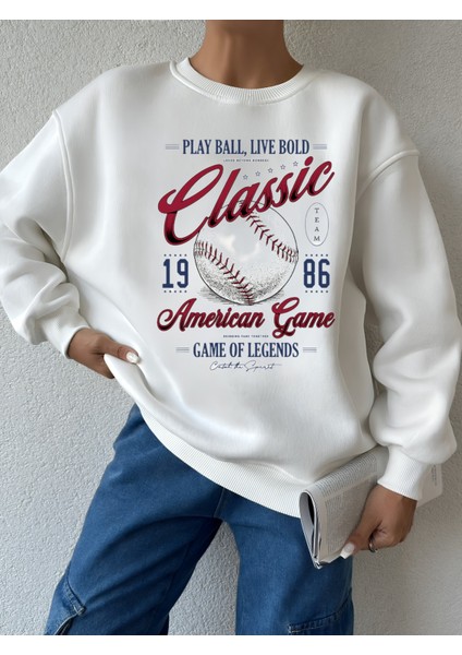 Premium Oversize Kesim Uzun Kollu Baskılı Sweatshirt