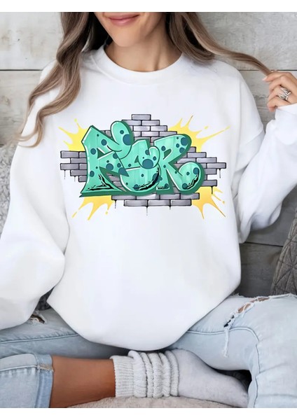 Premium Oversize Kesim Uzun Kollu Baskılı Sweatshirt