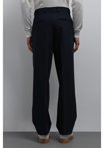 Lacivert Relax Fit Baggy Pilili Erkek Pantolon fırsatları